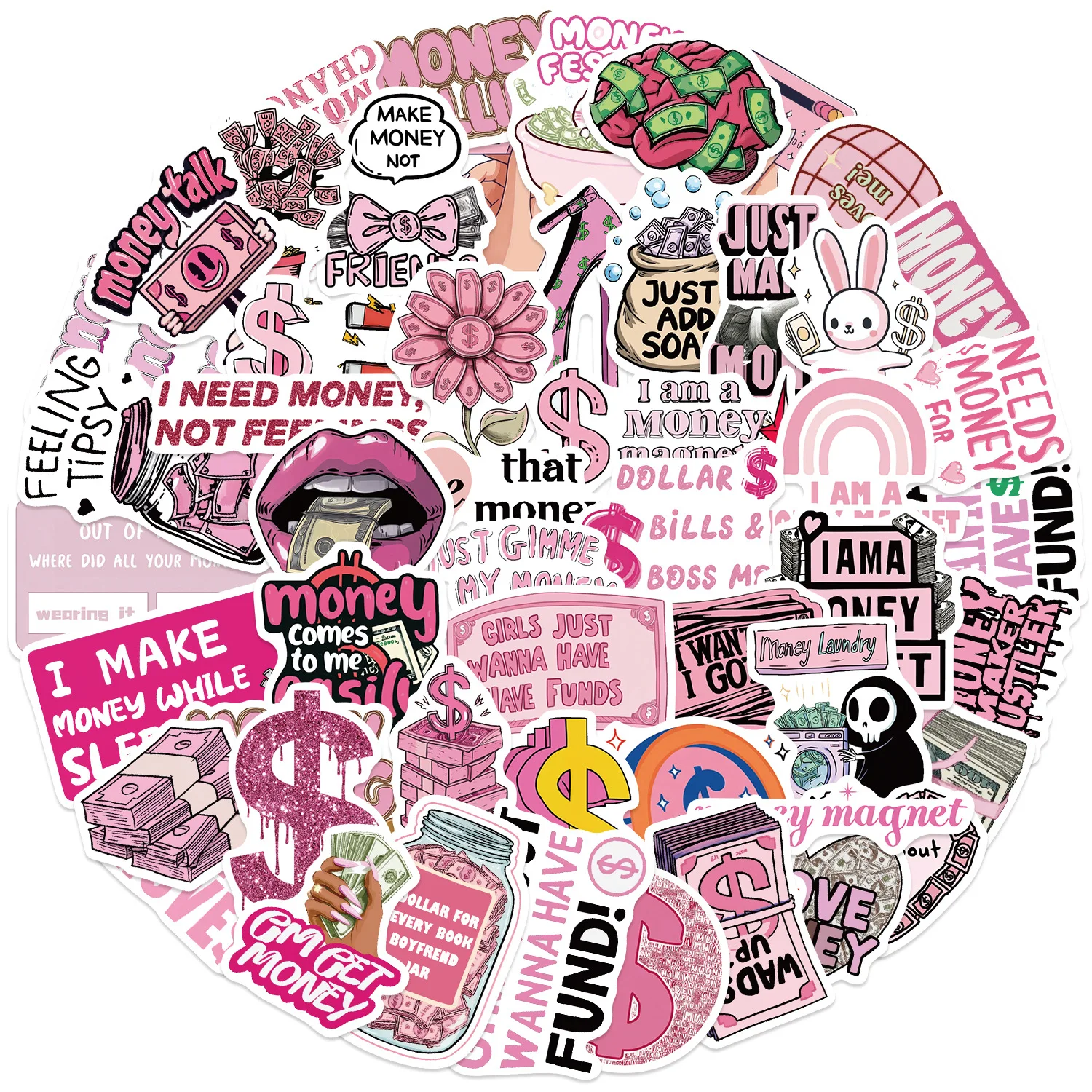 Pegatinas Grafiti Dinero Rosa Impermeables – Decoración Multisuperficie - imagen 2