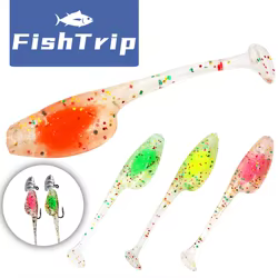 FishTrip-señuelo de pesca suave, 20 piezas, paleta, cola en T, sábalo, señuelo de silicona, pez roca, señuelo suave de goma, cebo Artificial, aparejos de pesca de lubina