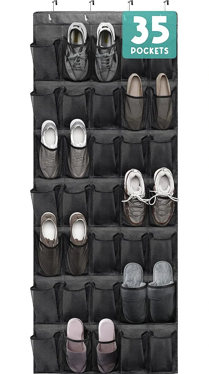 Organizadores colgantes de almacenamiento, bolsa de almacenamiento plegable, organizador de zapatos, juguetes, 35 bolsas de malla grandes, armario de ropa, organización del hogar, 1 Uds. - imagen 5