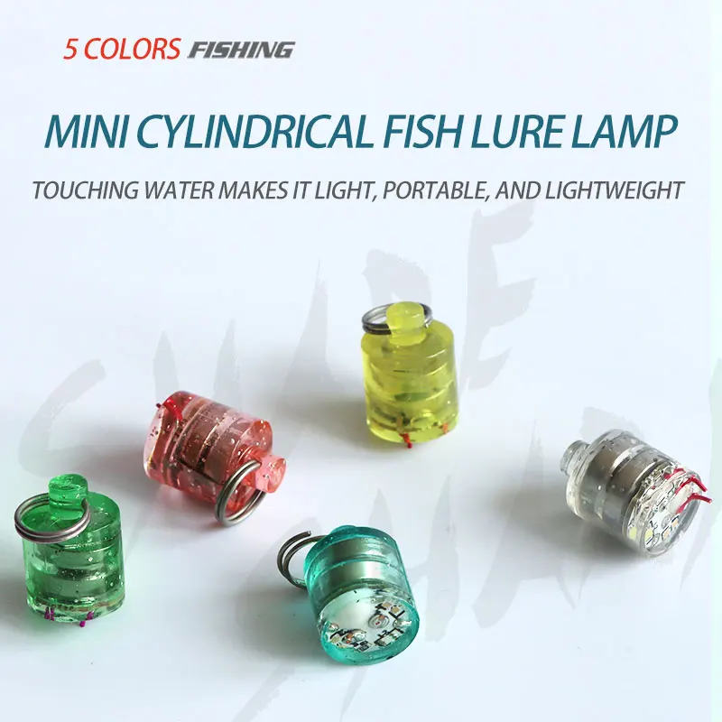 5 unids/caja LED cebo intermitente Mini cilíndrico de caída profunda señuelo de pesca luz accesorios de atracción subacuática - imagen 2