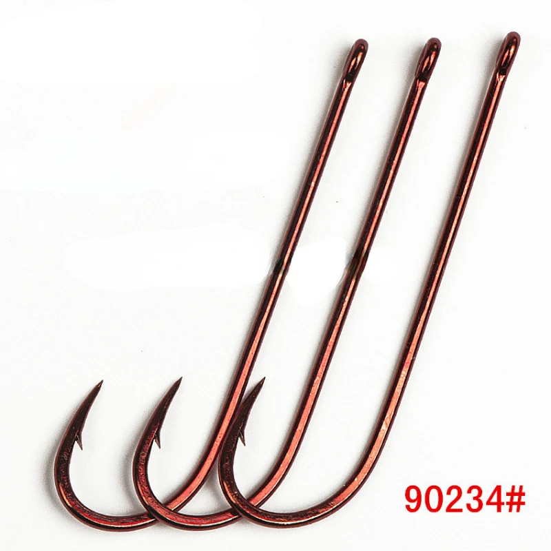 Paquete de 10 anzuelos de púas Mustad originales, anzuelo de pesca de mar 90234, anzuelos de cebo vivo de gusano de sangre rojo largo, anzuelos de Anguila conger de boca torcida - imagen 2