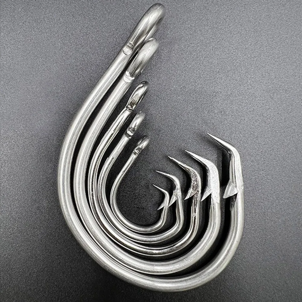 El anzuelo Hawkbill de acero inoxidable 5/0-16/0 de 5 uds es adecuado para anzuelos en forma de pesca en agua de mar, anzuelos grandes para atún y anzuelos de tiburón - imagen 2