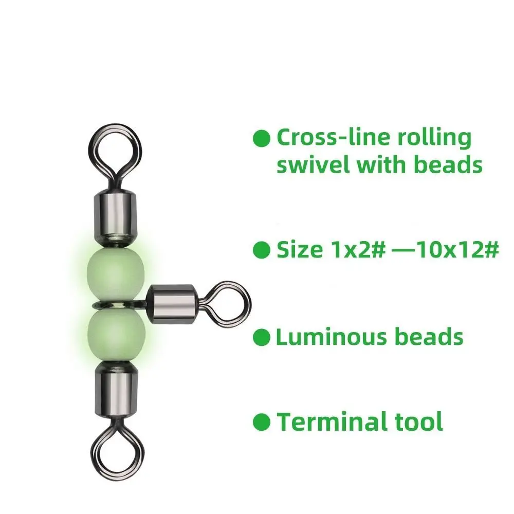 Equipo de accesorios de aparejos de pesca de anillo sólido, Conector de rodamiento giratorio Triple, anzuelos de pesca, 10 piezas - imagen 3