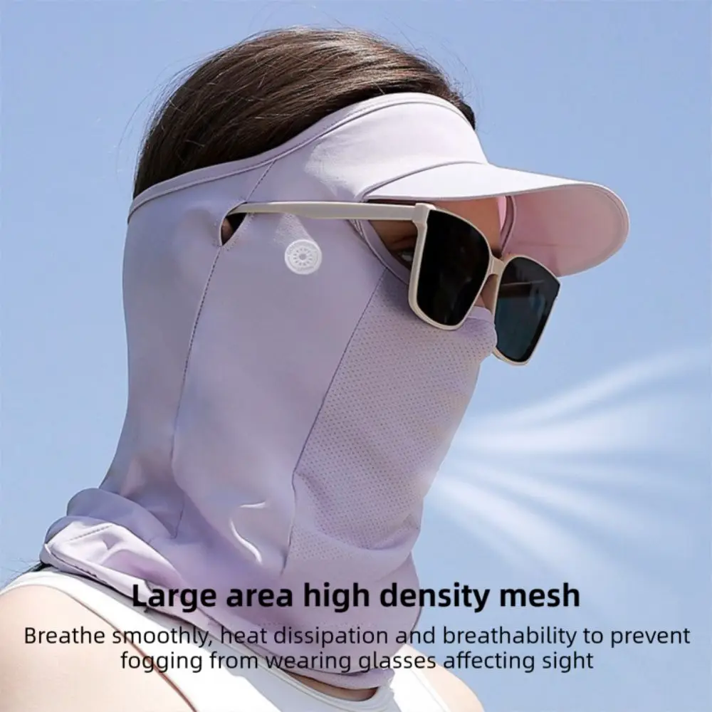 Máscara de protección solar UPF50 + de moda, bufanda de seda de hielo transpirable Anti-UV para el cuello, protección facial completa para el cuello, máscara facial parasol para exteriores - imagen 3