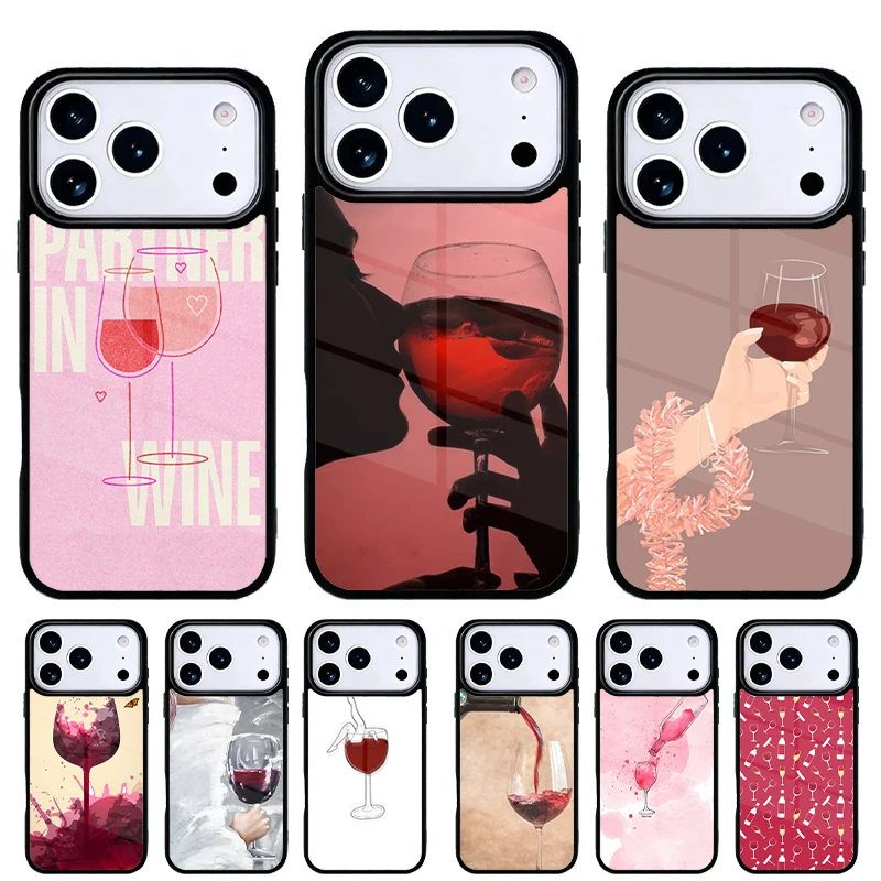 Funda vino tinto iPhone 17/16/15/14/13/12/11 Pro – Diseño copa