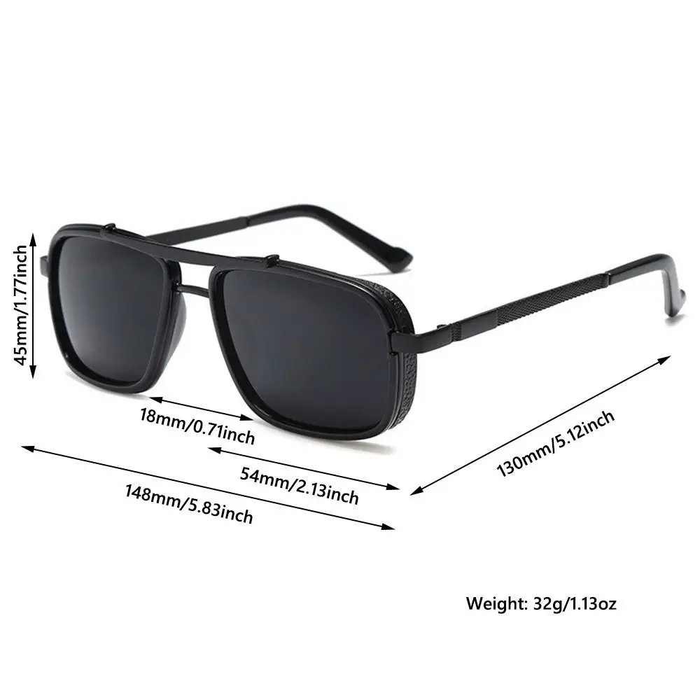 Gafas de sol retro rectangulares – Doble puente con marco metálico - imagen 4