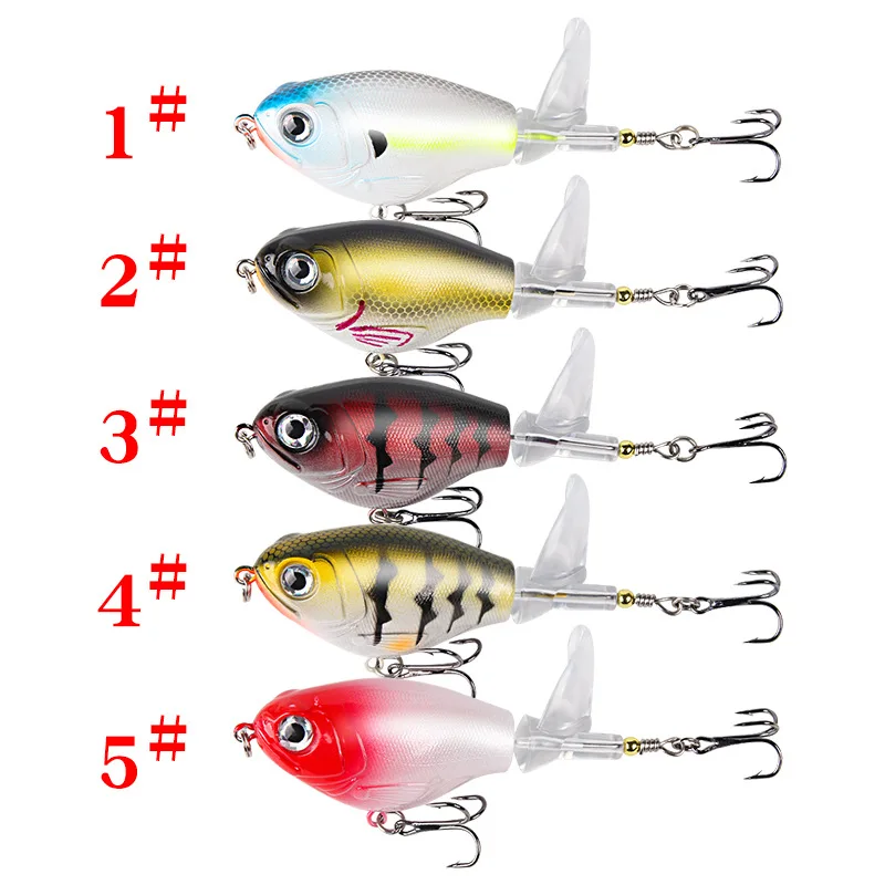 Señuelos de Pesca Topwater, cebo Artificial Whopper Popper, Plopper duro, cola giratoria suave, 1 unidad, 11,5g, 16g - imagen 5
