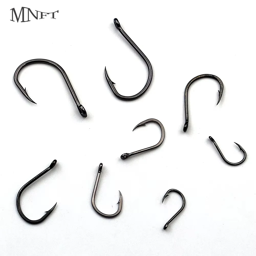 MNFT 100 Uds anzuelos de pesca de acero rico en carbono con púas tamaño 5 #   6 #   10 #   12 #   15 #   Accesorios para aparejos de anzuelo de carpa de un solo círculo - imagen 2