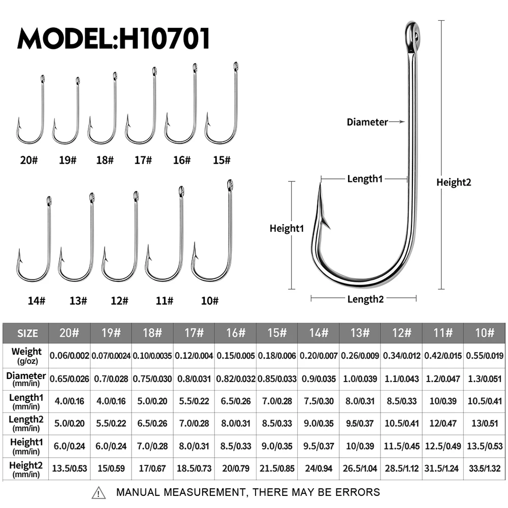 PROBEROS-anzuelos de pesca de acero de alto carbono, lote de 100 unidades, 10-20 #, gancho único, anillo, ojo, púas, ganchos de alta resistencia - imagen 3
