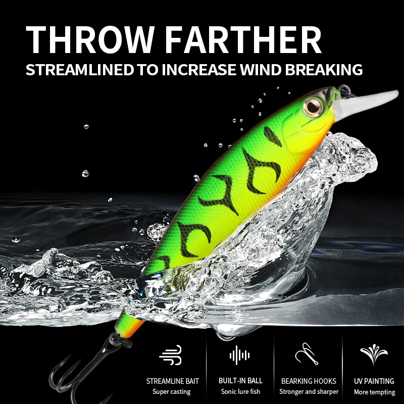 BEARKING Squad Minnow Señuelo Crank Wobbler Peso Tungsteno 95mm - imagen 2