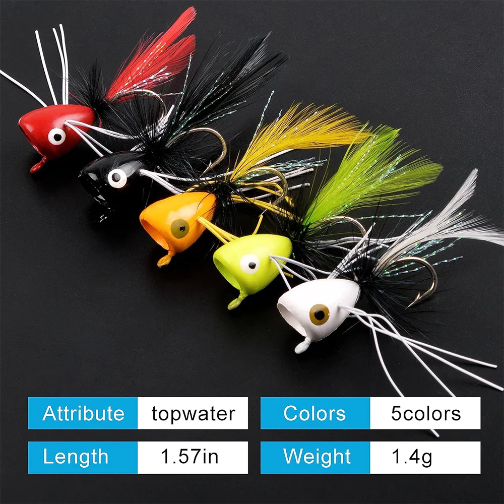 10 Uds pesca con mosca Popper moscas moscas secas pesca con mosca Popper señuelos Topwater Bass Panfish Poppers moscas señuelos cebos con ganchos - imagen 3