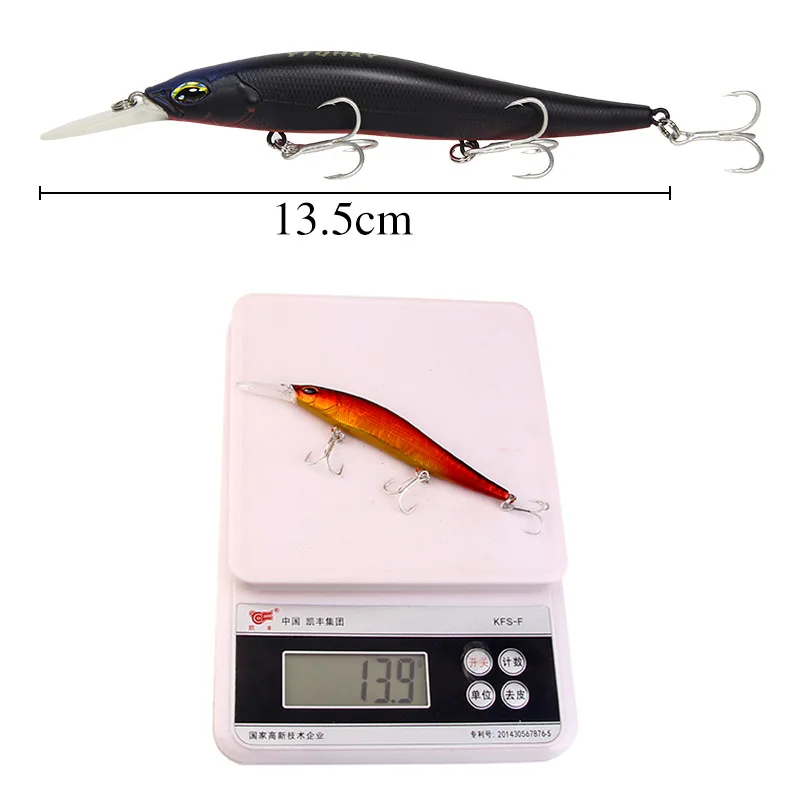 Señuelo duro Artificial para pesca de agua dulce, placa de lengua larga, cebo falso biónico que se hunde, 13,5 cm, 13,9g - imagen 5