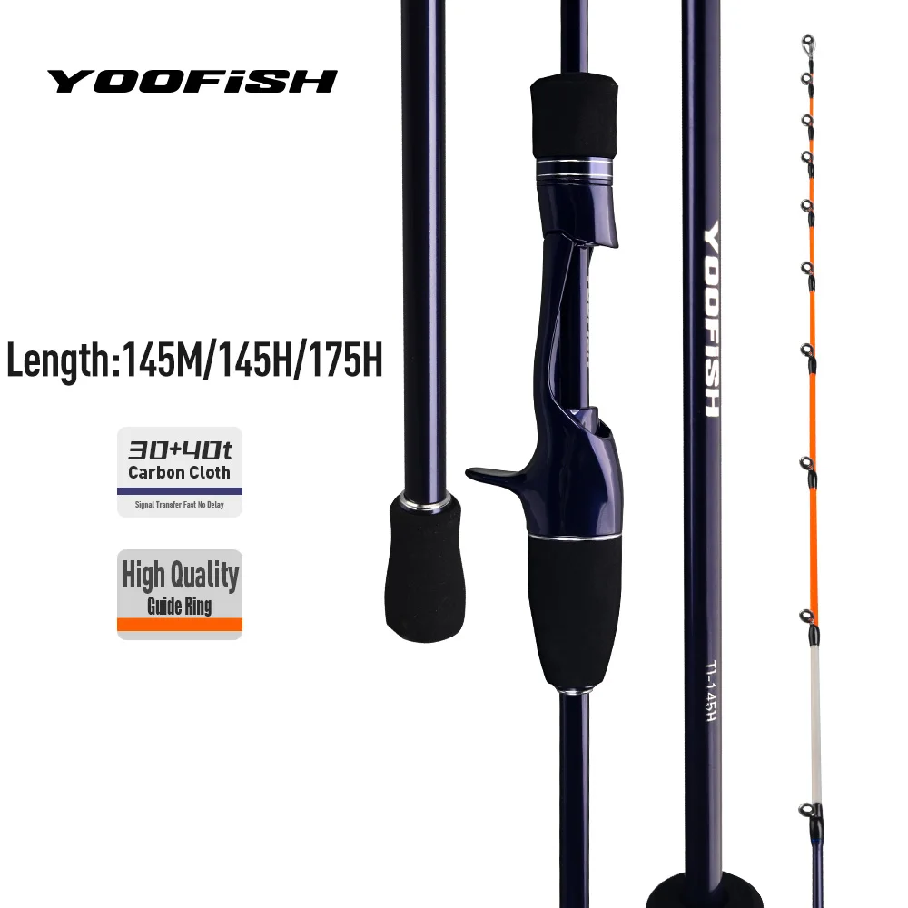 Cañas de pescar YOOFISH de carbono 1,45 m 1,75 m 2 secciones pulpo punta de Tianium sepia caña de pescar calamar barco cañas de pescar