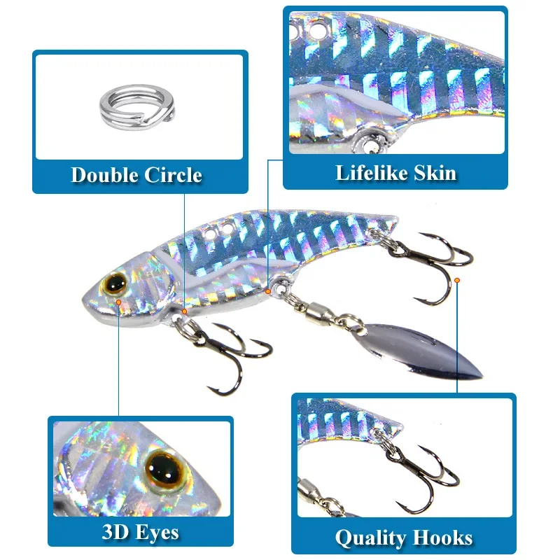 ALASICKA 5cm12g5.5cm16g Metal Vib señuelo De Pesca tiro largo plantilla De Metal Articulos De Pesca Isca cebo De lubina Artificial Pesca en aguas profundas - imagen 4