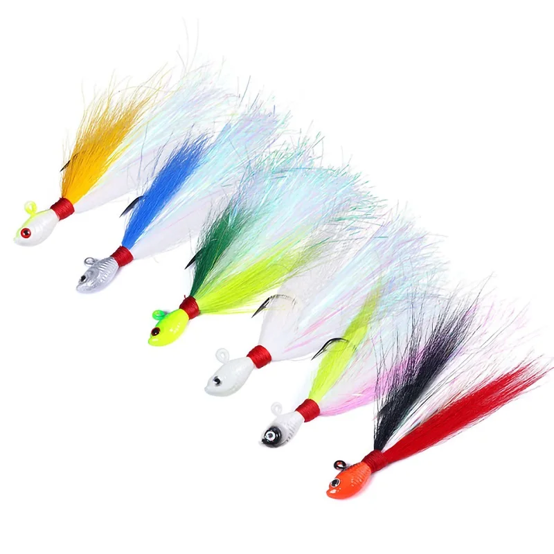 1 unidad de 21g Jig Head Sea Multicolor trucha Bass Jigging señuelo Buck tail Jigs pesca Wobbler cebo para lubina Pike carpa equipo de pesca - imagen 4