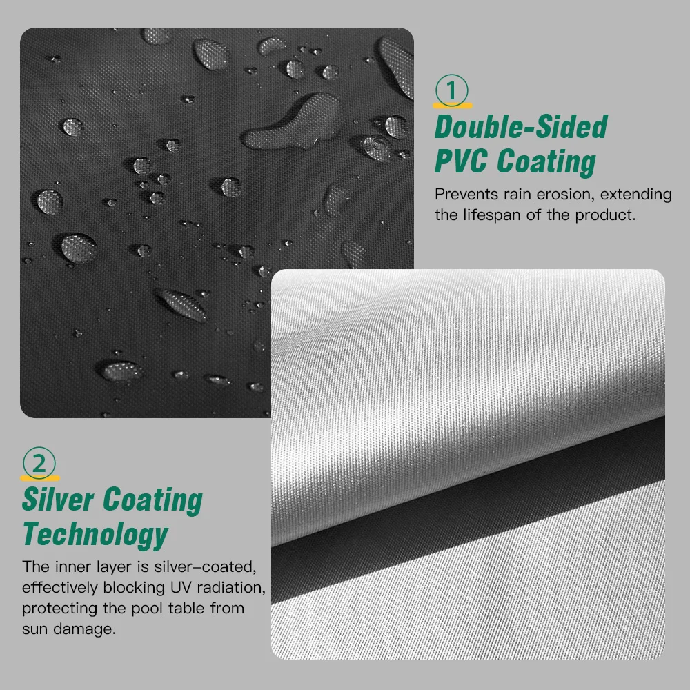 Cubierta de mesa de billar, tela Oxford con revestimiento de PVC, impermeable y recubierta de plata para mesa de Ping Pong al aire libre, con cordón - imagen 3