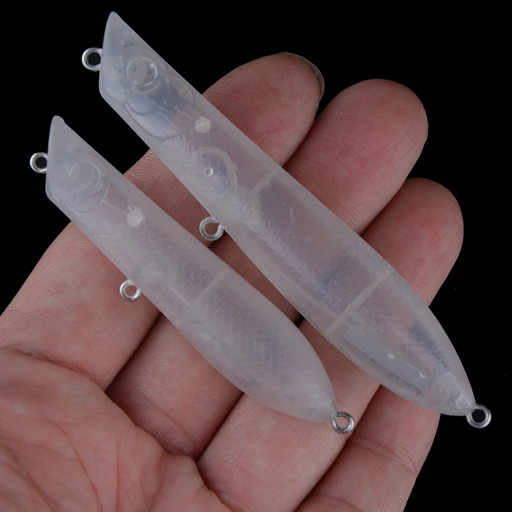 Chan'sHuang-señuelo de pesca en blanco sin pintar, 20 piezas, 6,2g/10,2g, sonajero Popper para caminar al perro, cebo Artificial hecho a mano DIY - imagen 5