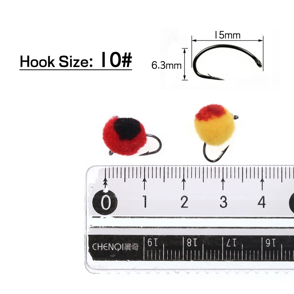 Bimoo-señuelo de pesca de cabeza de latón, cebos de cabeza de huevo, mosca #10, gancho, trucha, salmón, cabeza de acero, varios colores, 18 unids/caja - imagen 4