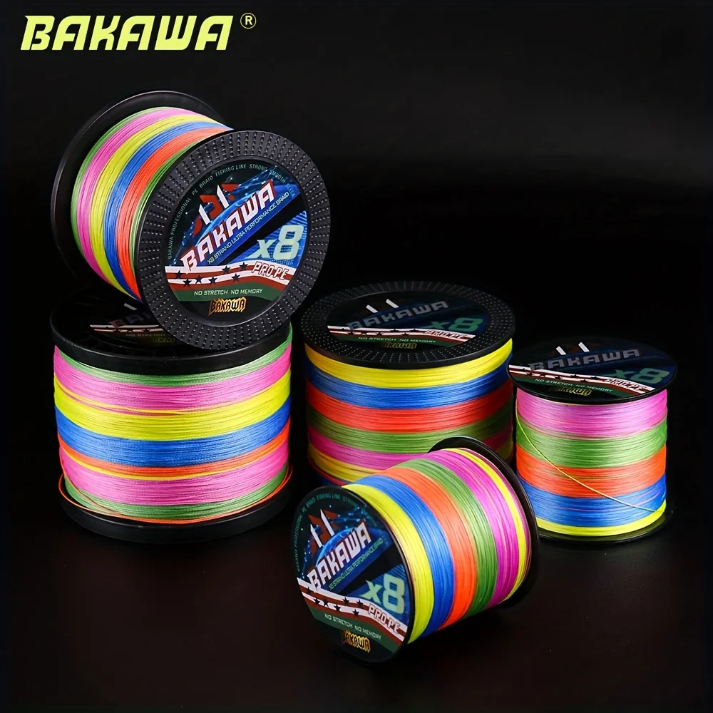 BAKAWA 8 hebras 1000m línea trenzada multifilamento 22-90LB Multicolor súper fuerte Japón X8 PE línea de Pesca de agua salada Pesca