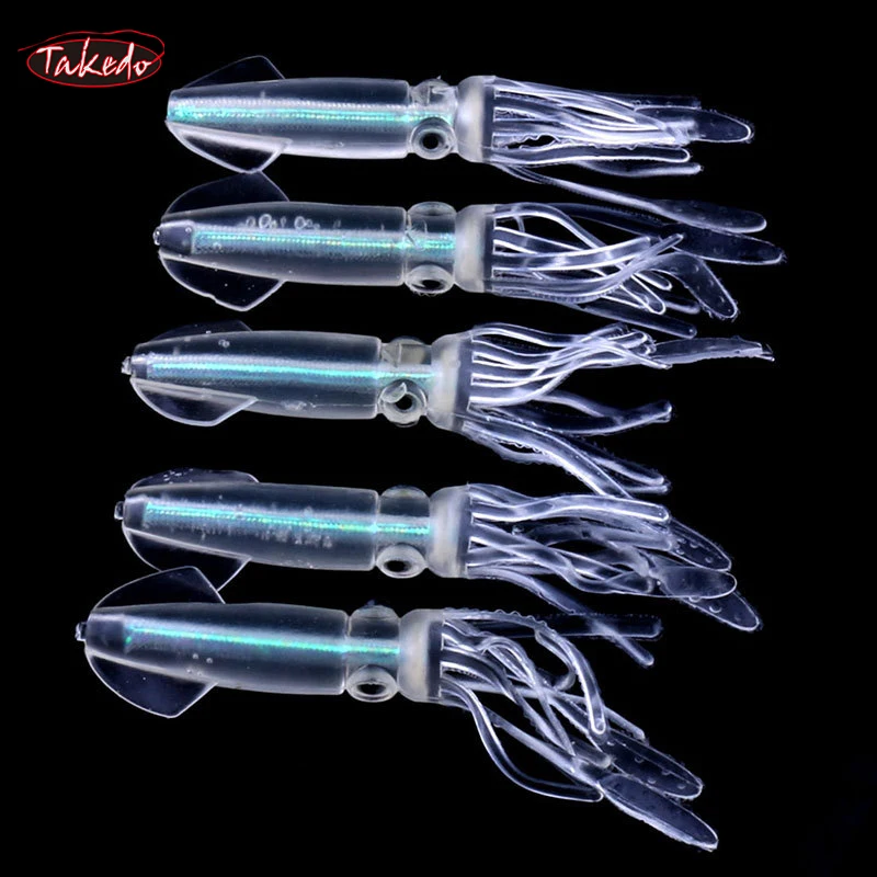 TAKEDO JYL01 señuelo suave cebo suave 10cm 8g pesca en el mar cebos Luya calamar multicolor noche calamar molusco pulpo cebo de pesca - imagen 5