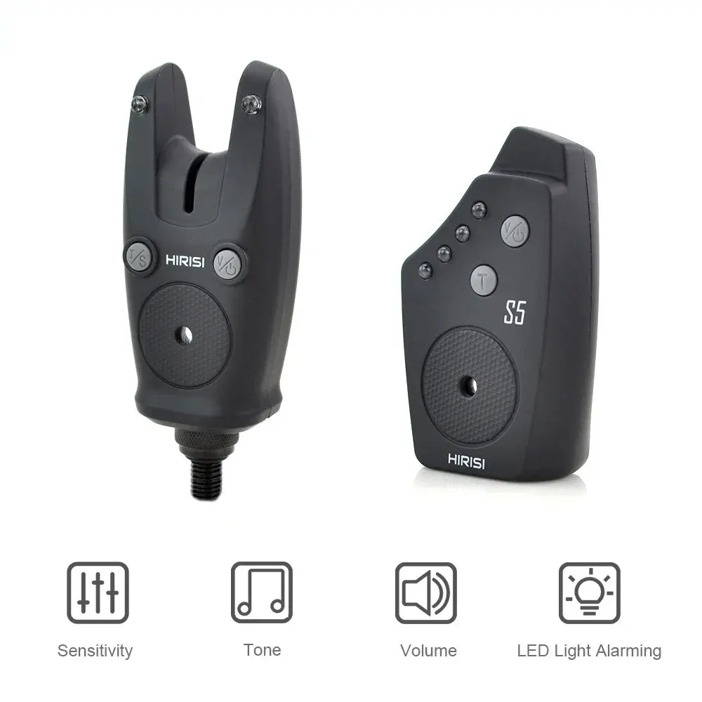 Hirisi-Conjunto de alarma de pesca de carpa inalámbrica, resistente al agua, alarmas de mordida de pesca, indicador de mordida, accesorios de pesca S5 - imagen 3