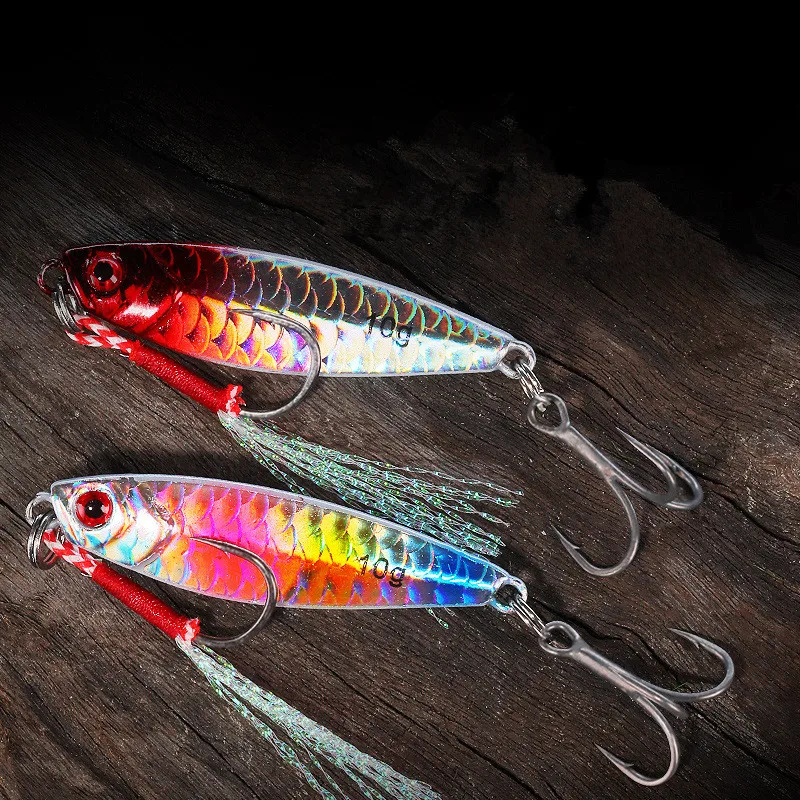 Señuelos de pesca Jigs 10g 15g 20g escala de pescado 3D Long Shore Cast Jigbait señuelos artificiales revestimiento láser cebo duro 1 pieza en oferta - imagen 2