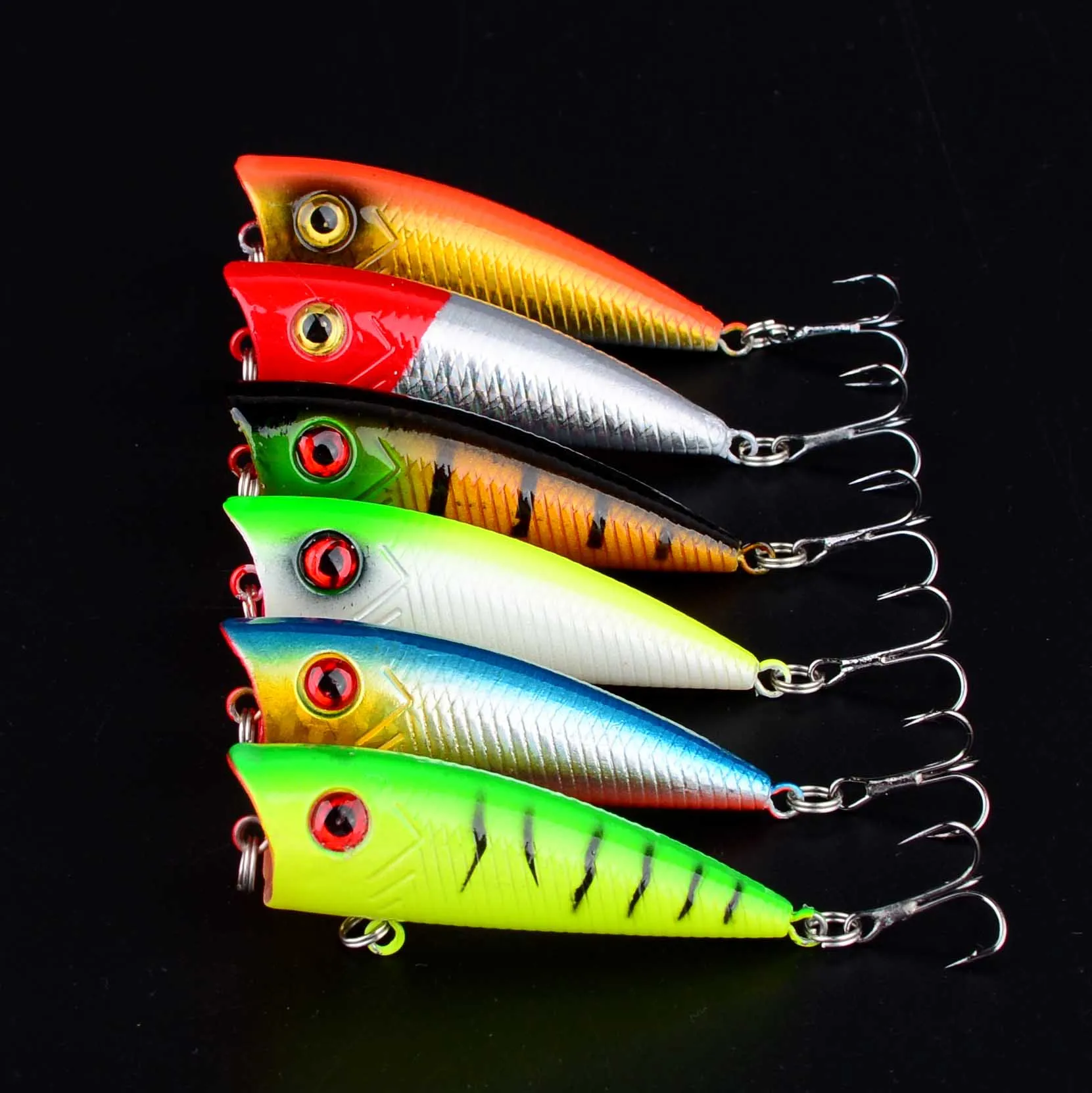 Señuelo de pesca Popper, cebo duro Topwater Crankbait, señuelos flotantes, anzuelos triples, 1 ud. - imagen 2