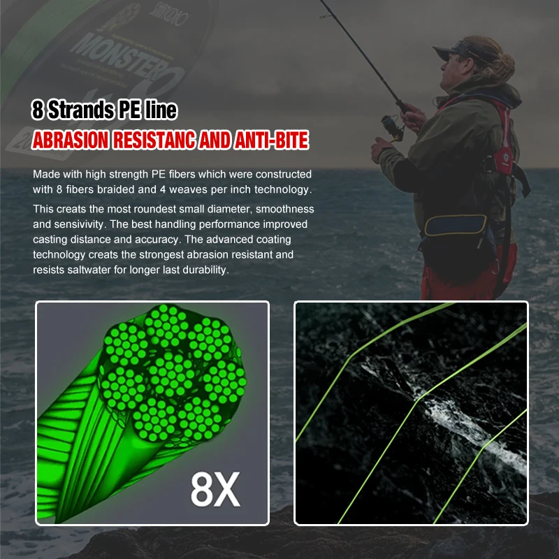 Hilo trenzado PE X8 multifilamento – Japonés para mar y carpa - imagen 4