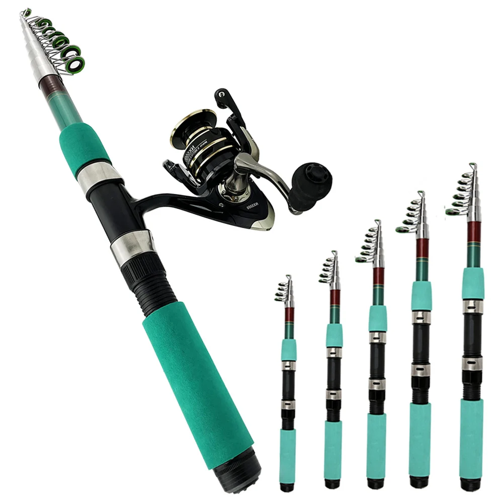 GHOTDA-caña de pescar telescópica con carrete giratorio, longitud cerrada portátil, 41cm-46cm, Combo de 1,8 m-3,6 m - imagen 4