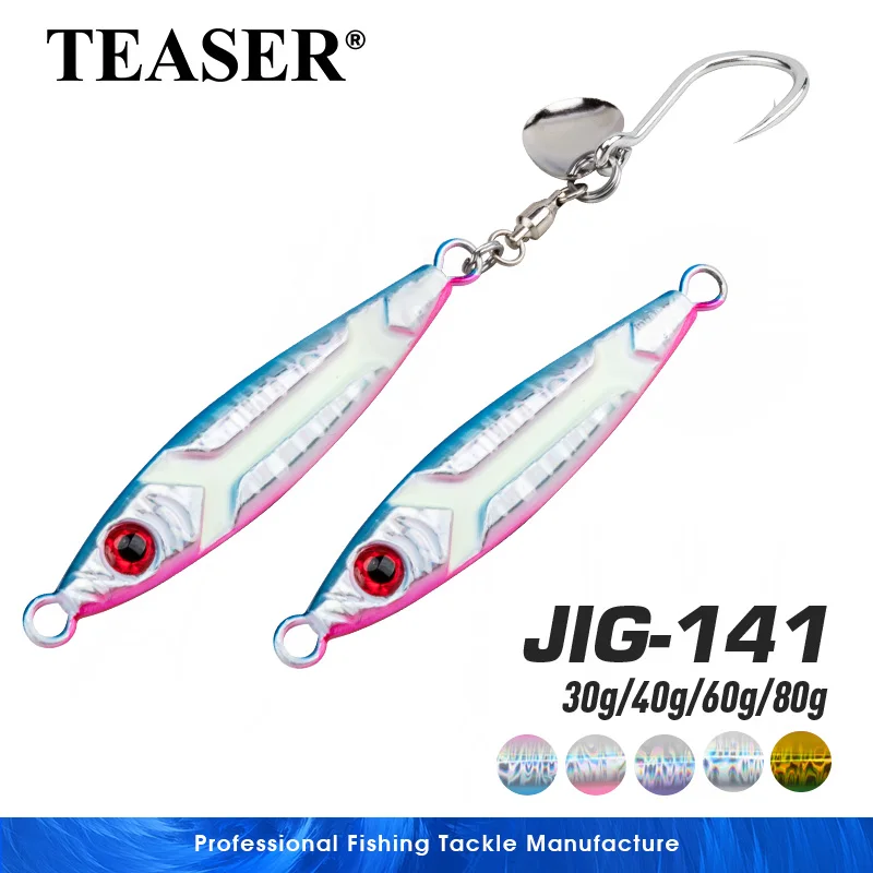 Jig de metal Teaser J141 – Luminoso de hundimiento rápido para salada