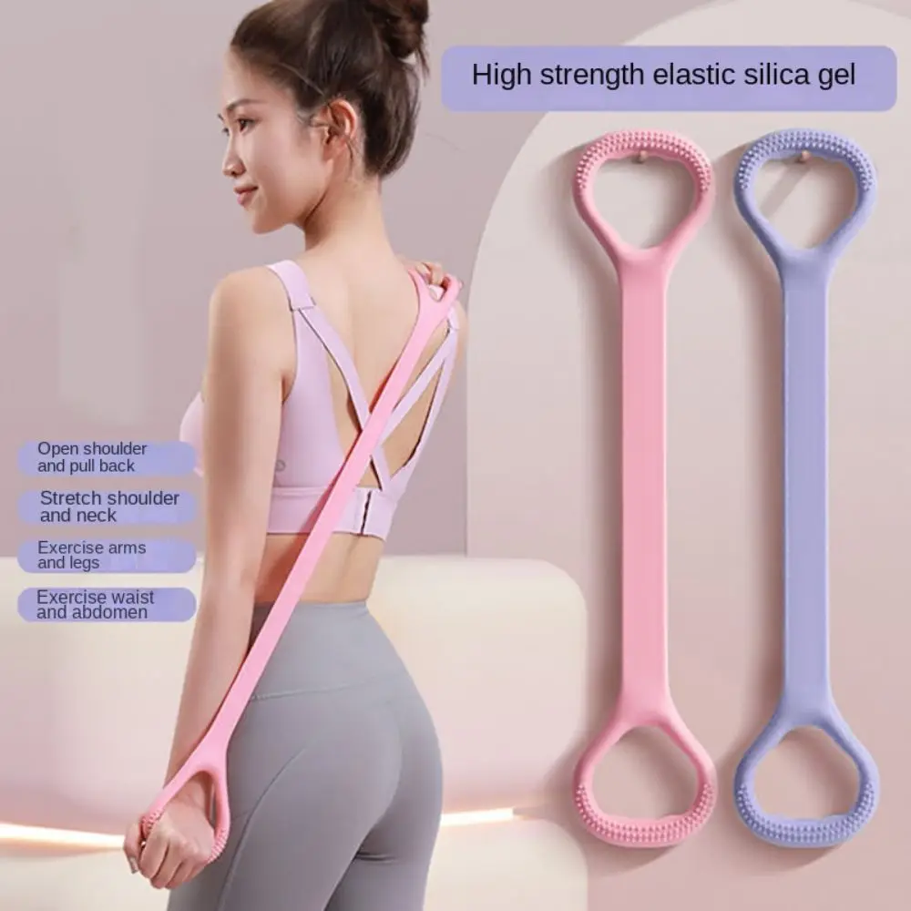 Cinta elástica de resistencia para Yoga, banda elástica para estiramiento muscular, 8 formas, Color sólido, TPE, cuerda para tirar, gimnasio y Fitness - imagen 2