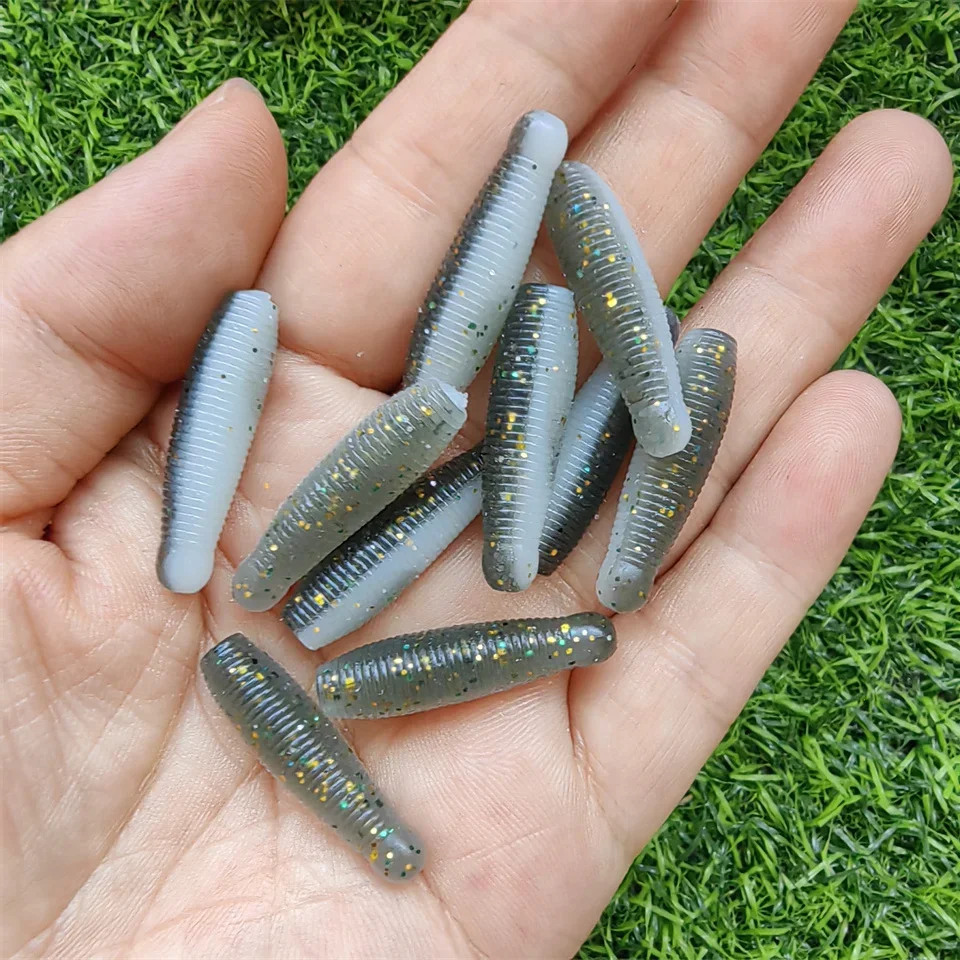 MUKUN-cebos blandos de hundimiento de 20 piezas, señuelo de pesca de gusano de 30mm, 40mm, 50mm, Wobbler Artificial, cebo de silicona de alta elasticidad