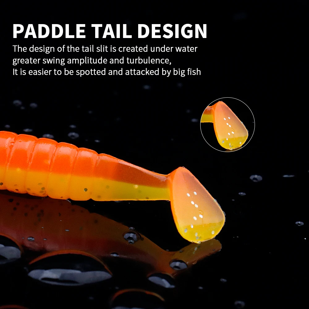 VTAVTA-Cebo blando de silicona de 40mm, Señuelos de Pesca 20 piezas Minnow Wobbler Paddle Tail Shad Swimbait, cebo Artificial de PVC, aparejos de lubina - imagen 5