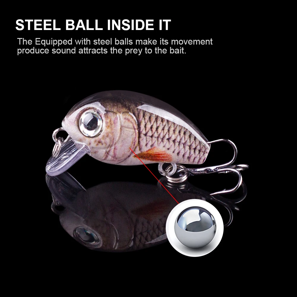 Hanlin 5 uds/traje 2,8 cm 2g Mini Wobblers hundimiento lento Crankbait señuelo de pesca cebo Artificial Wobbler de plástico duro para aparejos de lubina - imagen 4