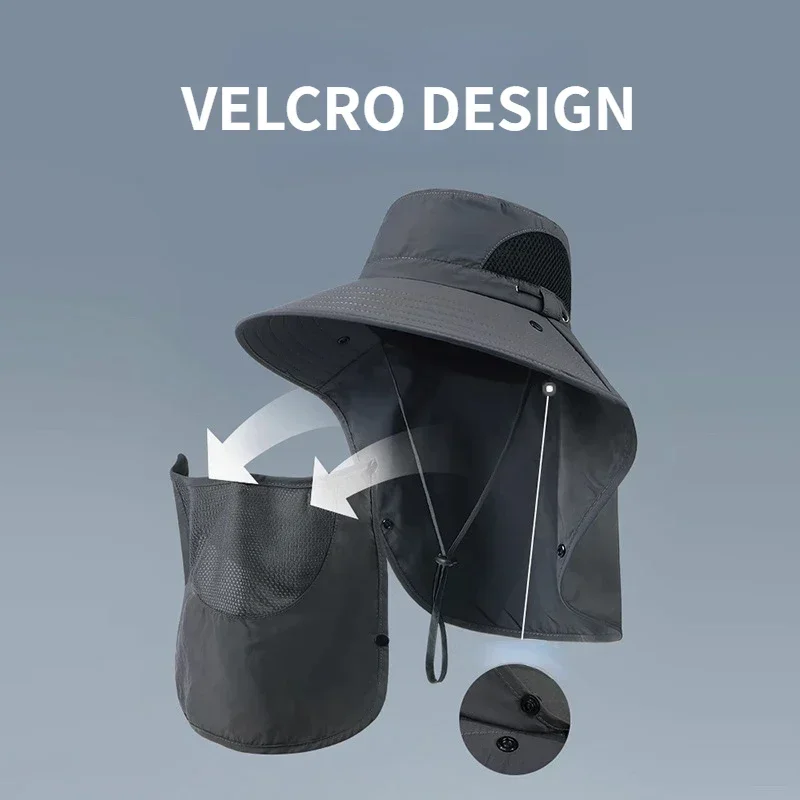 Sombreros desmontables para el sol, protección UV para exteriores, sombrero de pescador, gorra de pesca para escalar, senderismo, Camping, sombreros de cubo, sombrero con solapa para el cuello - imagen 4