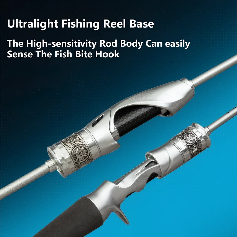 Caña de pescar con señuelo de fibra de carbono plateada, caña giratoria y fundida UL ultraligera de 2 secciones, herramienta para caña de pescar de lubina y carpa de truco, 1,5/1,68 m - imagen 3