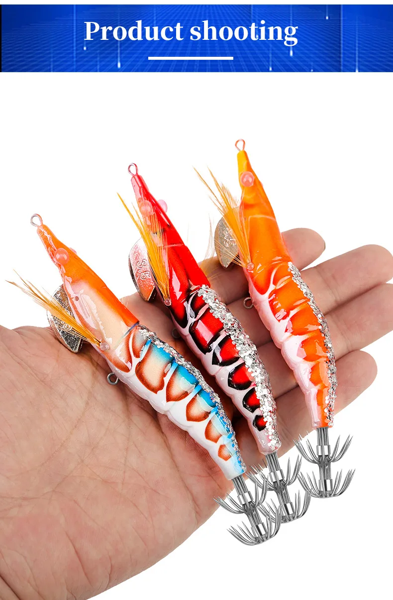 Experimente la emoción de la pesca con estos señuelos vibrantes y realistas en forma de camarones