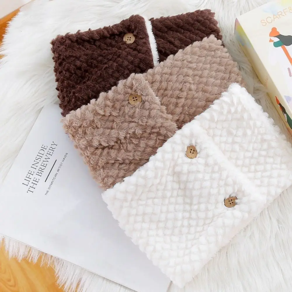 Bufanda de cuello alto gruesa para mujer, bufanda de felpa de Color sólido, estampado de piña a cuadros, cuello alto cálido, moda de invierno - imagen 4