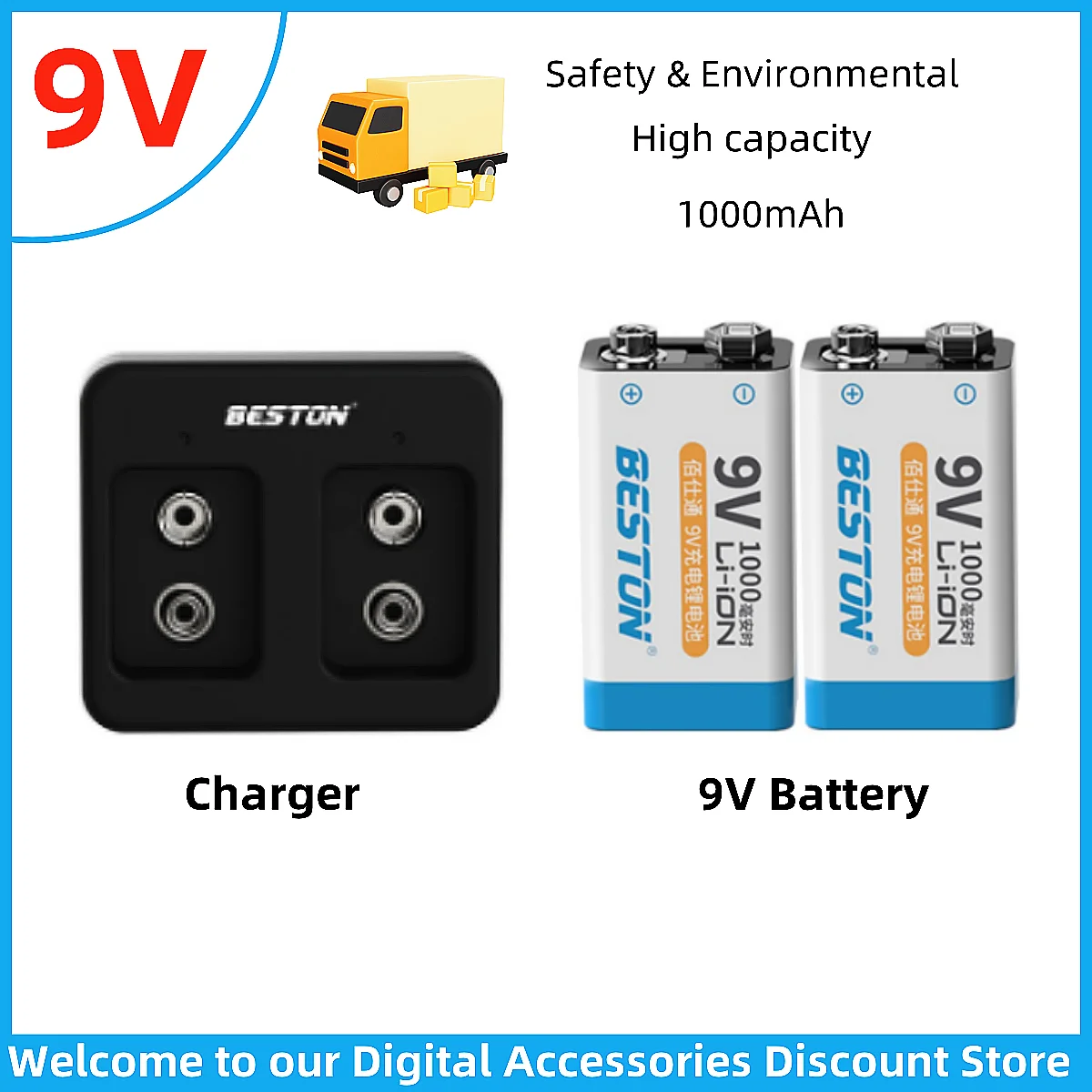 Batería recargable Ni-MH 9V con cargador para multímetro y micrófono - imagen 3