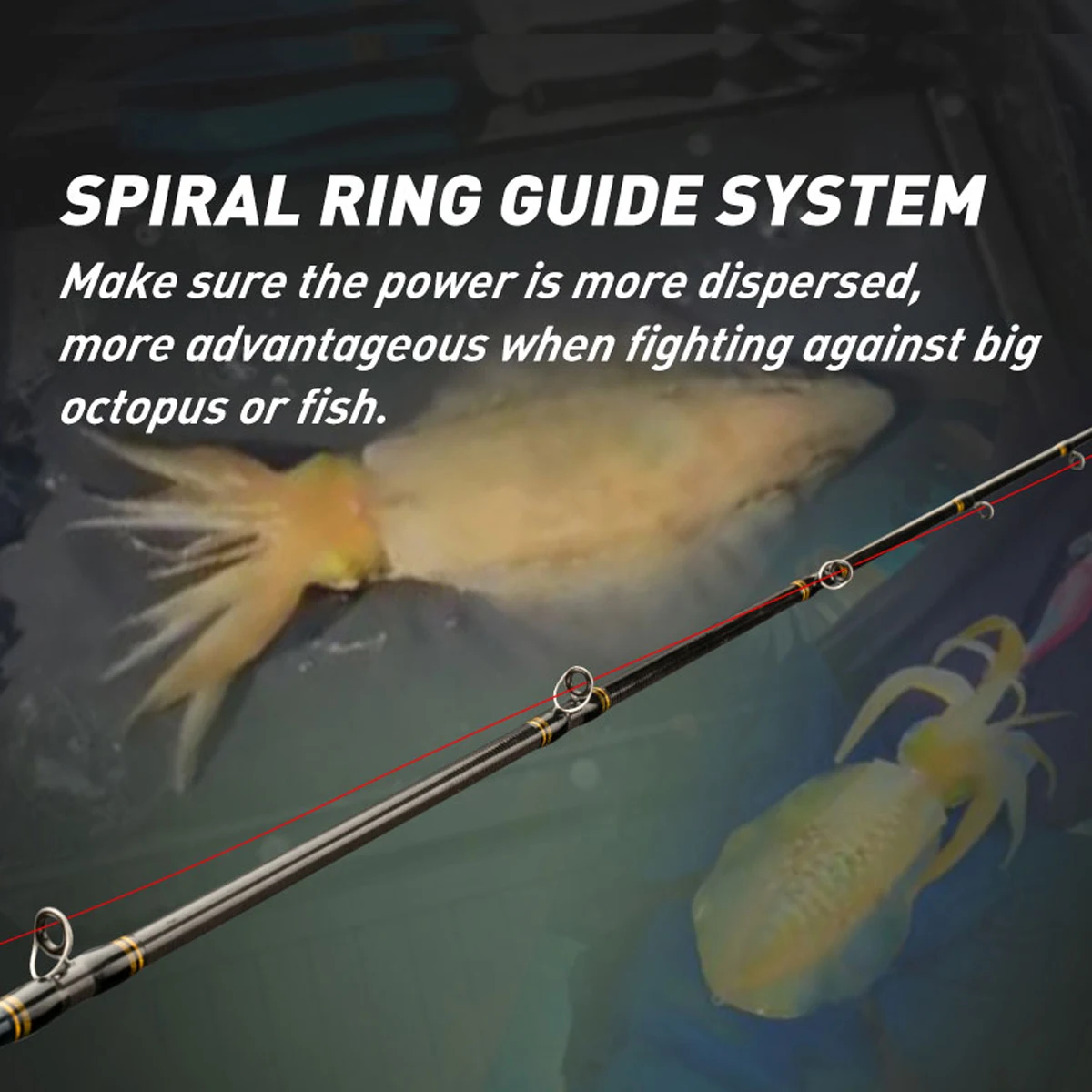 Caña de pescar con punta de titanio, caña de pescar giratoria para sepia, agua de mar, con anillos Fuji, 1,8 m, ML - imagen 4