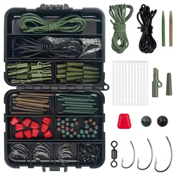 Kit de accesorios de pesca de carpa, ganchos giratorios, Clips de plomo de seguridad, mangas antienredos de goma para aparejo de pelo de pesca de carpa, 252 Uds.
