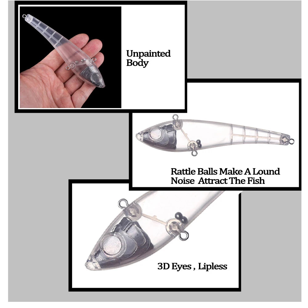 Chan'sHuang-Cebo en blanco sin pintar de 5 piezas, 14cm, 74g, sonajero que se hunde, lápiz, señuelo de pesca Artificial hecho a mano - imagen 4