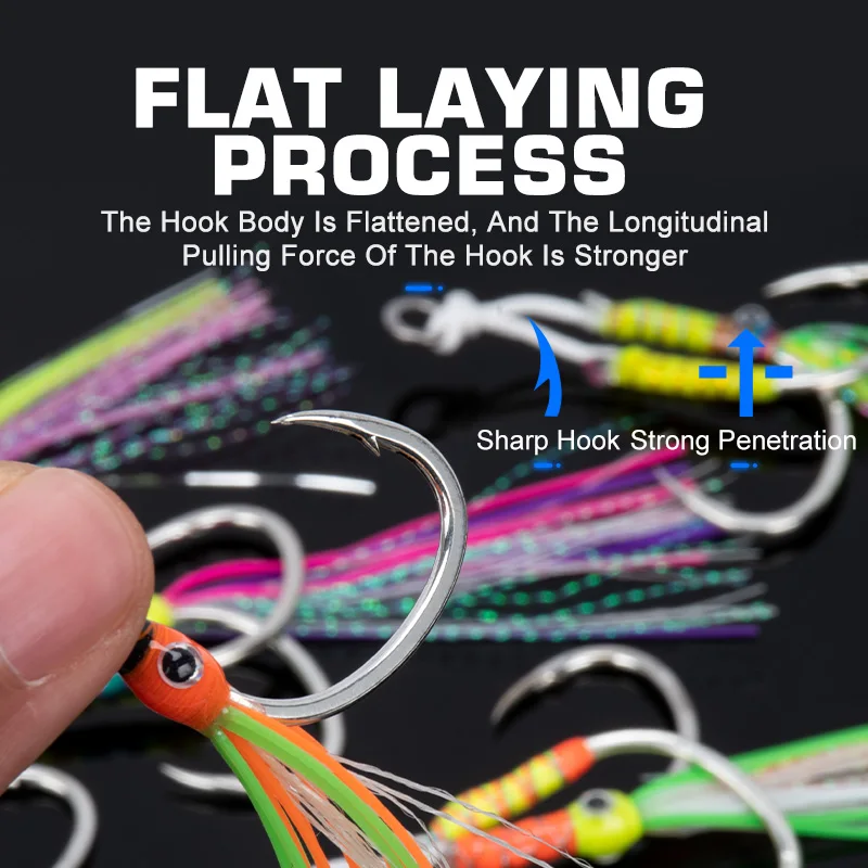 OBSESSION HK039 2 unids/bolsa anzuelo de pesca de acero rico en carbono, anzuelo de Metal brillante para agua salada, anzuelos de pesca individuales y dobles - imagen 5