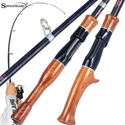 Sougayilang-caña de pescar de alto carbono, accesorio giratorio y de fundición, arrastre máximo de 3kg, Mini señuelo de viaje ligero y corto, 1,6 M