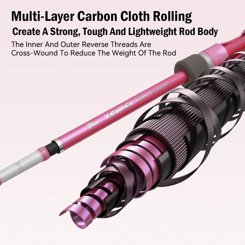 LEYDUN ZORO-caña de pescar ultraligera 3 + 1, 145/168, punta de Tianium, guía Fuji, sepia, caña de fundición portátil, barco de calamar, webfooted - imagen 4