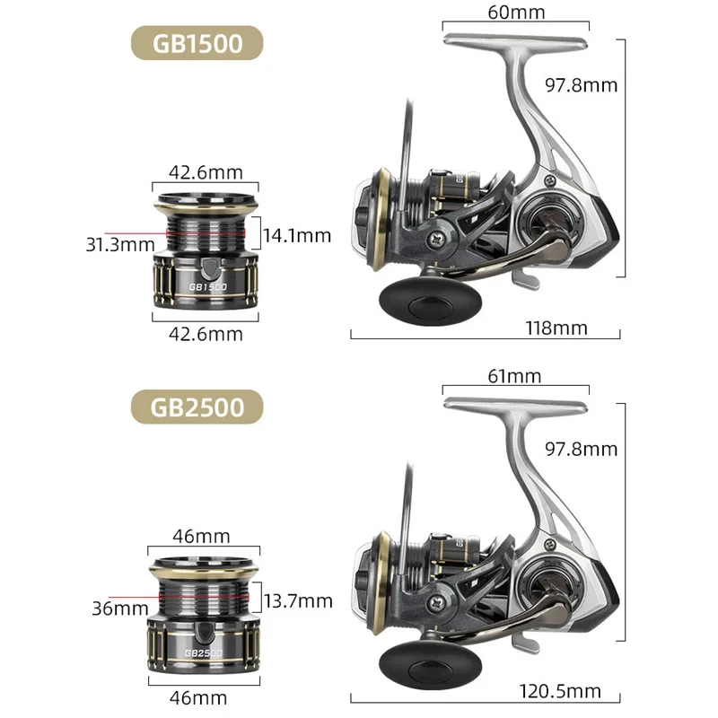 Mavllos-carrete de pesca de carpa, accesorio para pescar lubina, poco profunda, freno de fuerza, relación de 8kg, mango de goma 5,2: 1, carrete giratorio para trucha - imagen 2