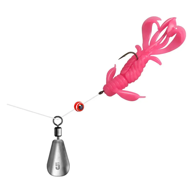 ZUKIBO 40 unids/set Kit de Señuelos de Pesca blandos 10 Uds cebo flotante para camarones, 10 Uds. De plomo, 10 Uds. De anzuelo, 10 Uds. De ojo de pez, accesorios de pesca - imagen 4
