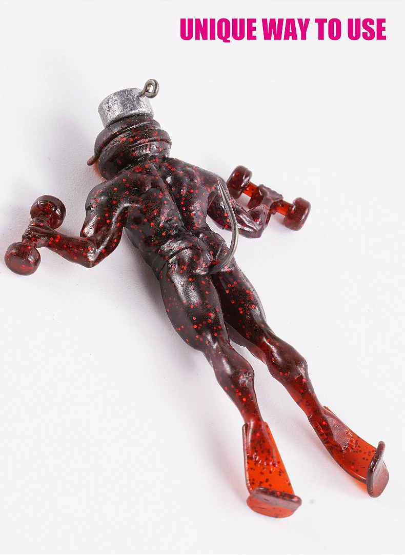 8 Uds 65mm señuelo suave humanoide cebo suave perca pez mandarín boca inclinada pozo negro Pesca salvaje agua flotante Gamba Pesca - imagen 2