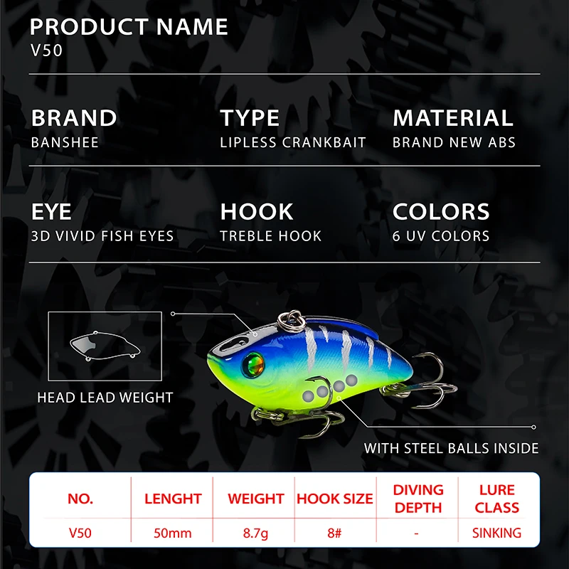 VIB 50mm 8,7g balanceador cebo de invierno todo para Señuelos de Pesca Wobbler Bkk ganchos para Lucio Walleye equipo de lubina accesorios aparejos - imagen 4