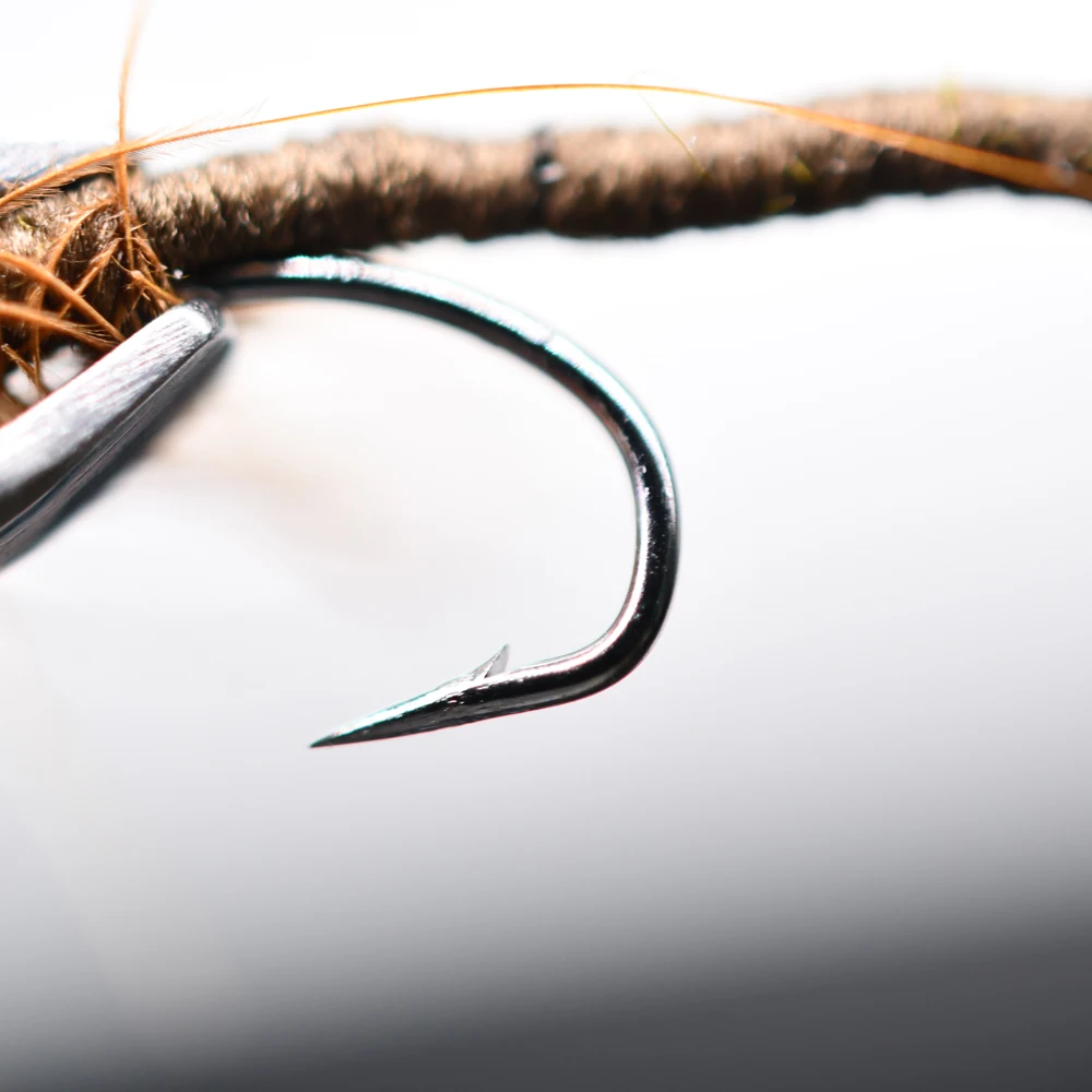 MNFT 10PCS 12 #   Color marrón Adams, pesca de trucha con mosca de cuerpo extendido moscas secas cebo para peces Caddis Midge adulto Mayfly - imagen 3